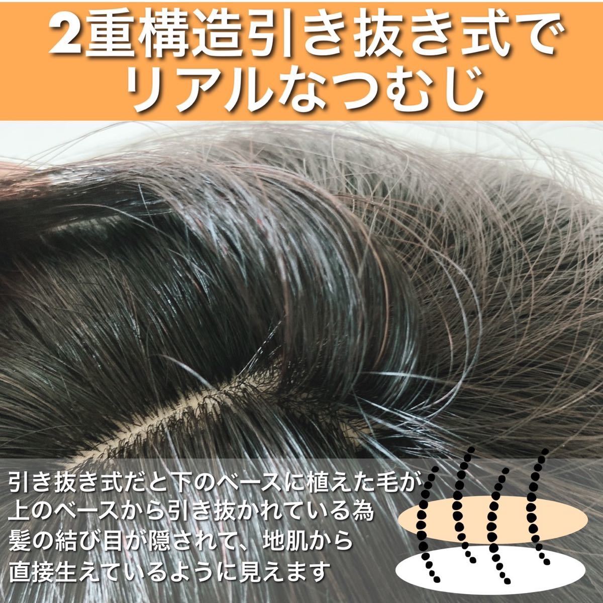 高級人毛100% 部分ウィッグ ヘアピース ウイッグ ブラック 部分かつら 20