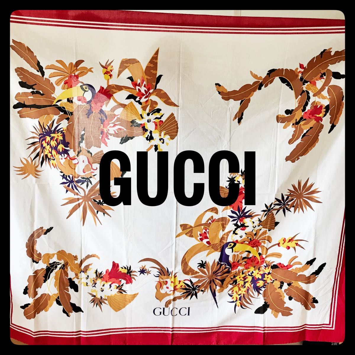 特大】グッチ スカーフ 大判 コットン100% GUCCI トロピカル 花 特大】グッチ スカーフ 大判 コットン100% GUCCI トロピカル 花