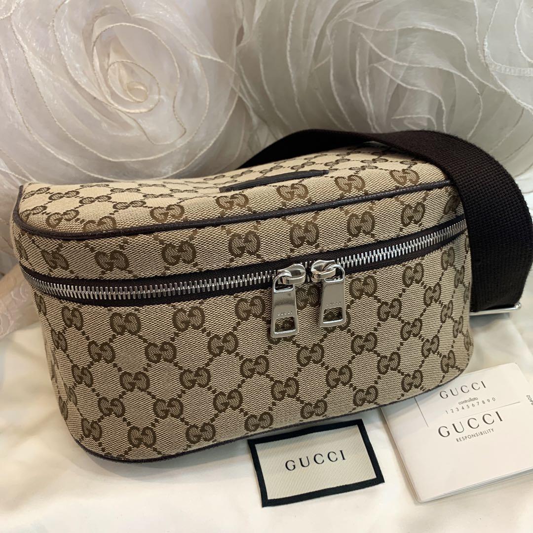 超美品 GUCCI グッチ GGキャンバス ボディーバッグ ウエストバッグ