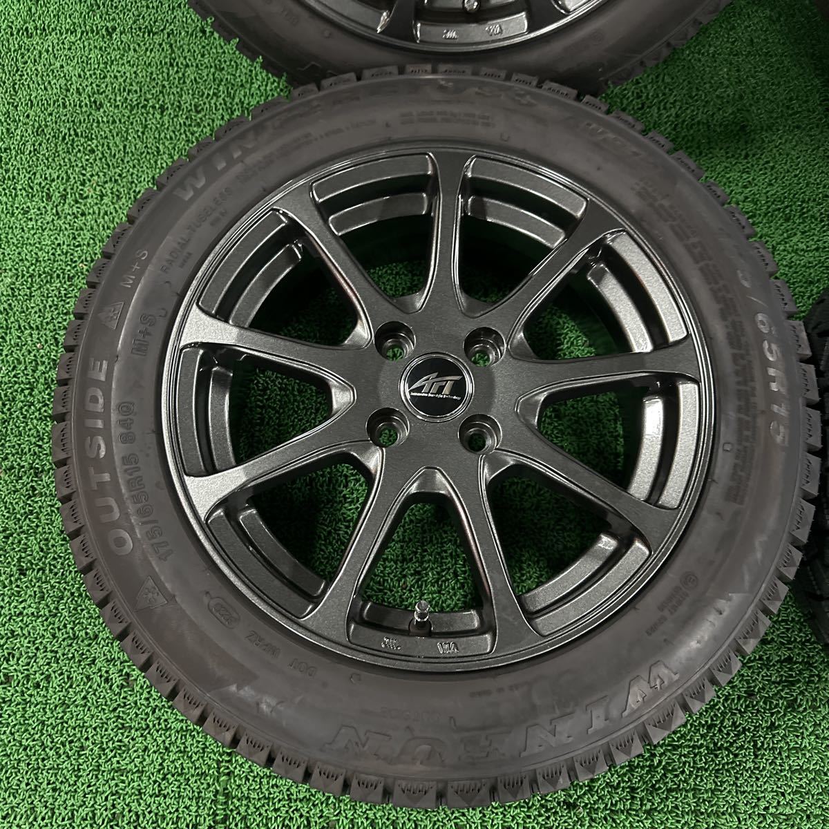 溝ありスタッドレス　175/65R15 100-4H アクアヤリスルーミータンクトール　4本セット　15×6J+45 美品　良品　倉庫保管_画像2