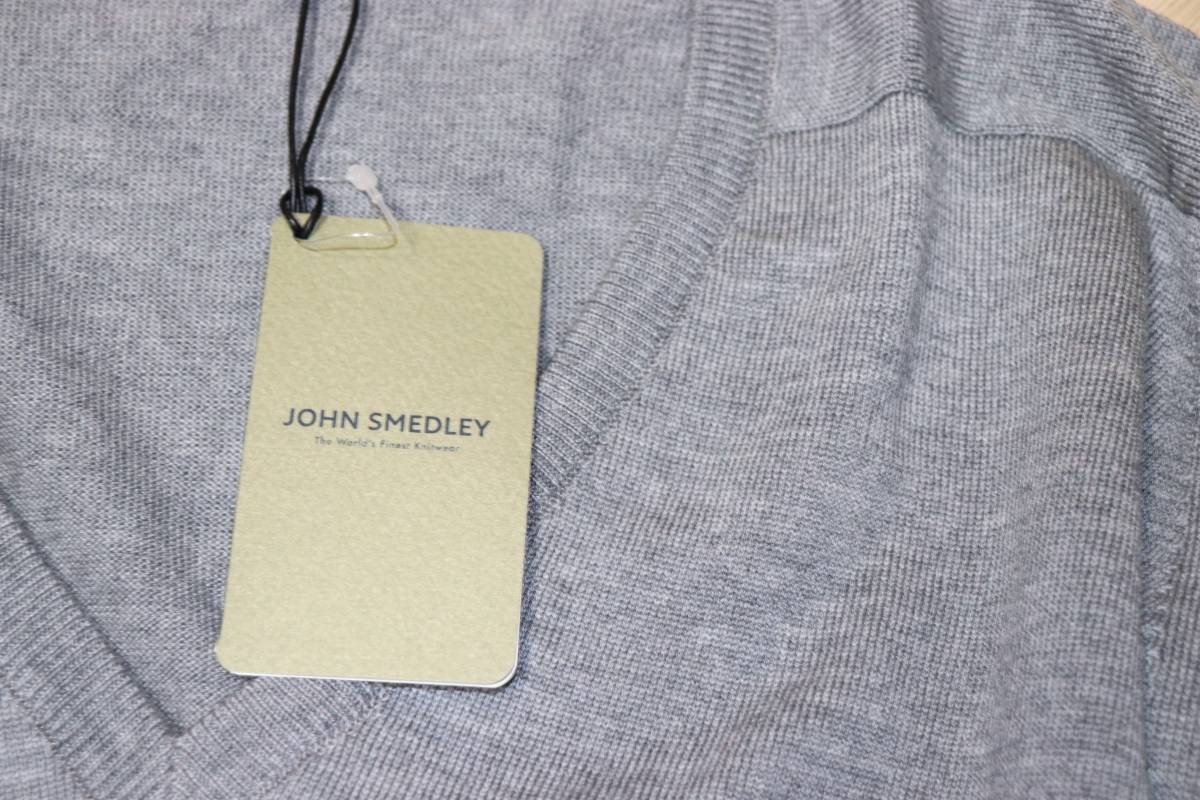 送料無料 特価即決【未使用】 JOHN SMEDLEY ★ A4443 PULLOVER VN LS Vネック ニットセーター (Mサイズ) ★ ジョンスメドレー 英国製 灰_画像4