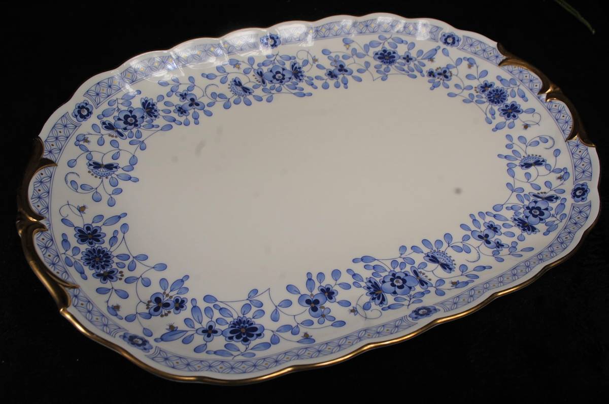 /に331.【2枚セット】NARUMI BONE CHINA　大皿　オーバル　MILAN プラター 42cm 9682-1991　金彩 _画像2