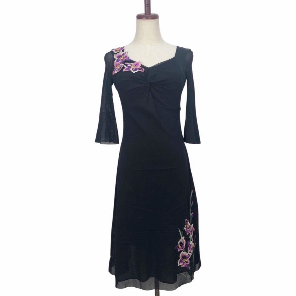 Красота Vivienne Tam Vivi Tam Ladies Black Flower Emelceery с длинным рукавом одно кусок 0 нотации