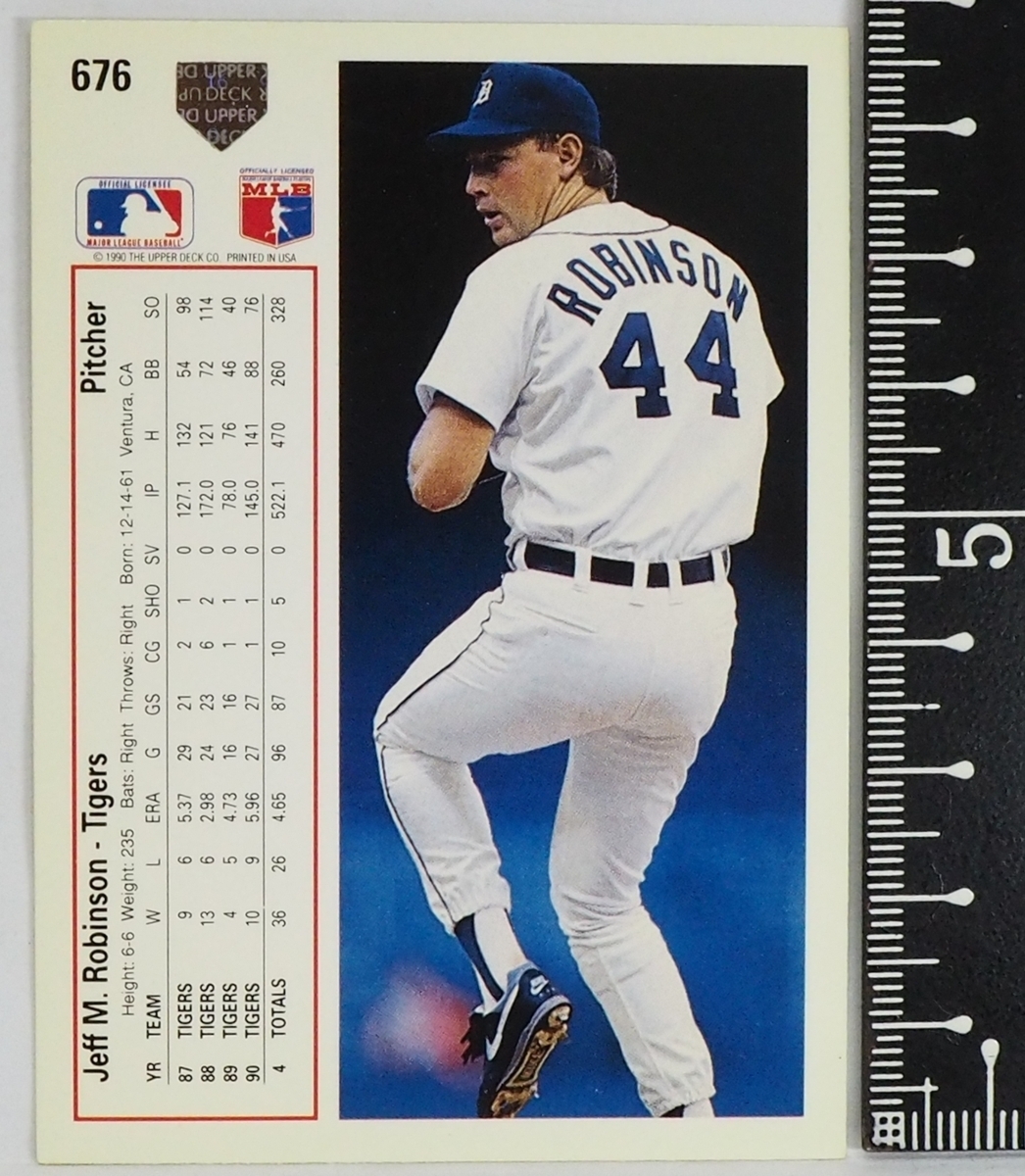 Upper Deck 1991 #676【Jeff Robinson(Tigers)】91年MLBメジャーリーグ野球カードBaseball CARDアッパーデック ベースボール【送料込】_画像2