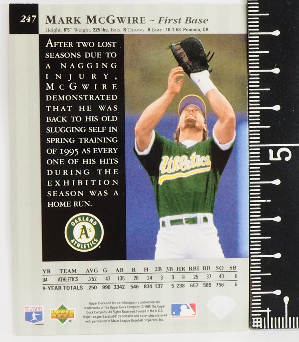 1995 Upper Deck #Insert 247 Special Edition【Mark McGwire(Athletics)】95年MLBメジャーリーグ野球カードBaseball CARDアッパーデック_画像2