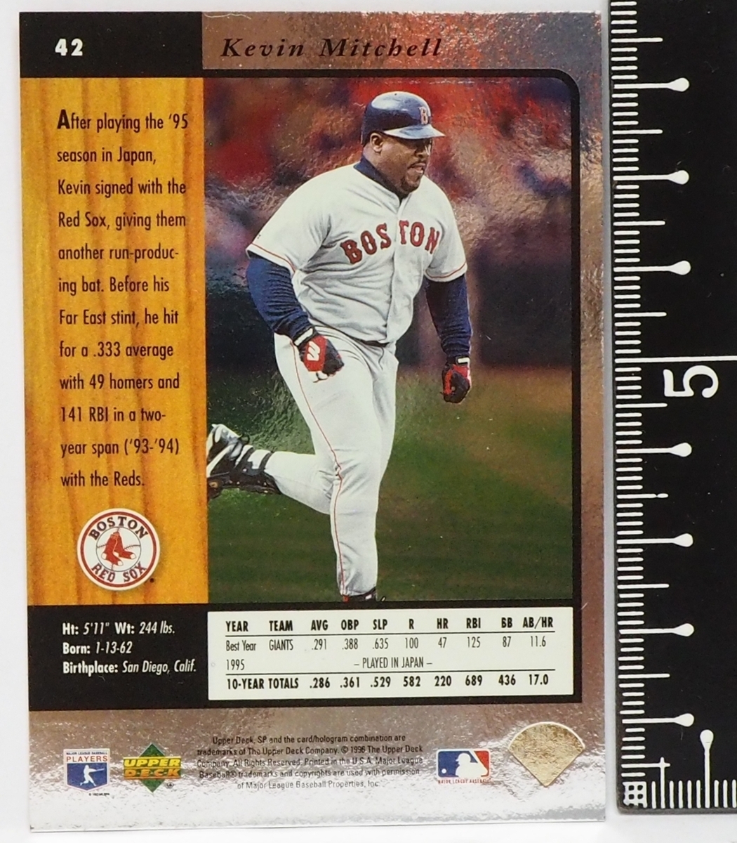 1996 Upper Deck SP #42【Kevin Mitchell(Red Sox)】96年MLBメジャーリーグ野球カードBaseball CARDアッパーデック ベースボール【送料込】_画像2