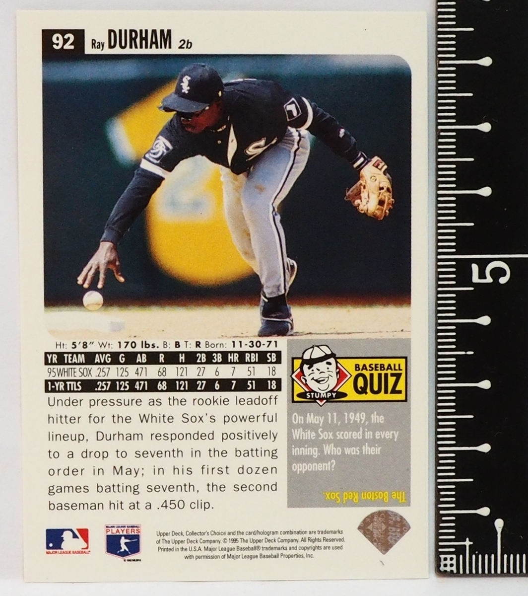 1996 Upper Deck Collector's Choice #92【Ray Durham(White Sox)】96年MLBメジャーリーグ野球カードBaseball Cardアッパーデック 送料込_画像2