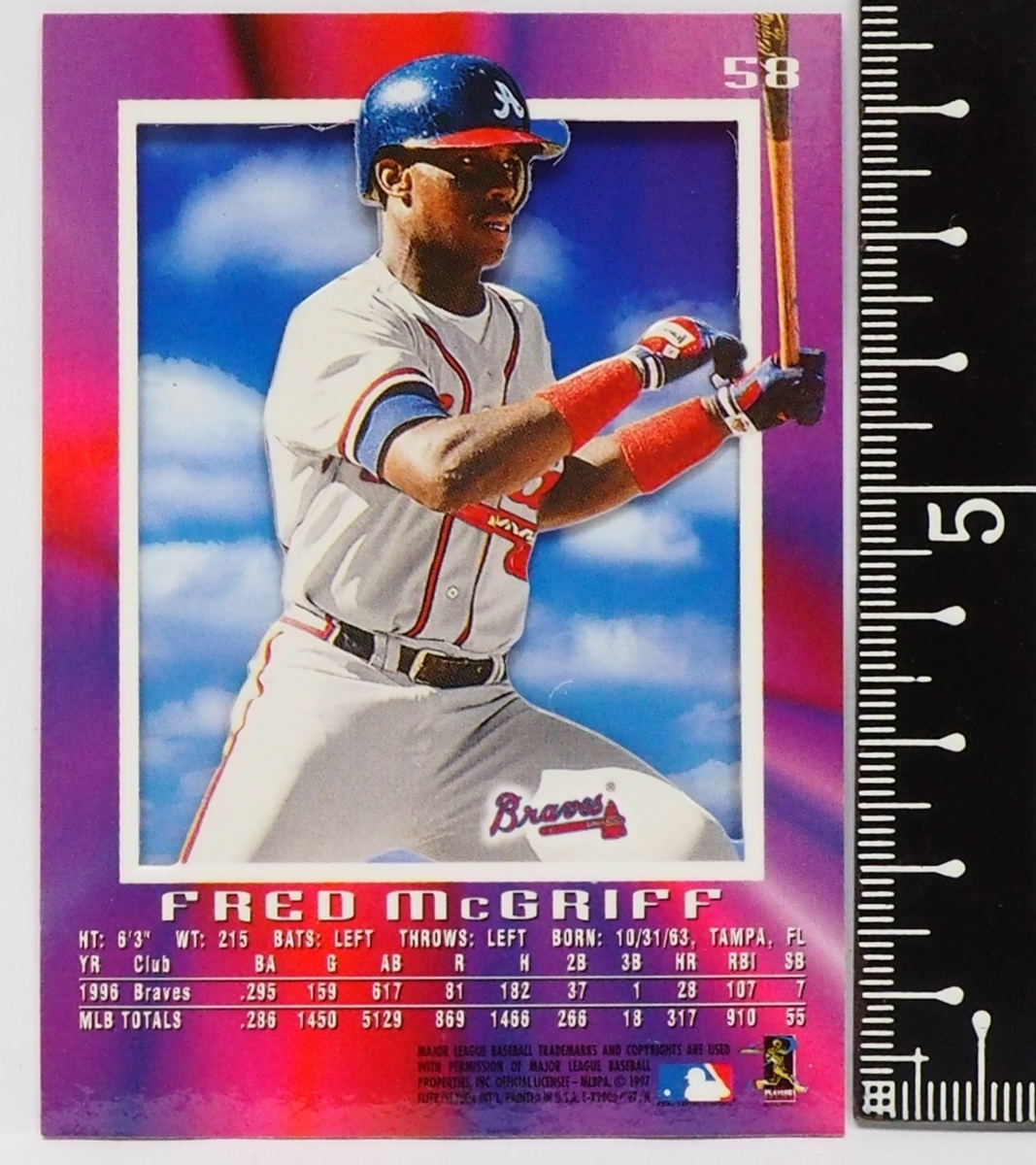 FLEER Skybox EX2000 #58【Fred McGriff(ATLANTA BRAVES・1B)】1997年MLBメジャーリーグ野球カードBaseball CARDフリーア【送料込】_画像2