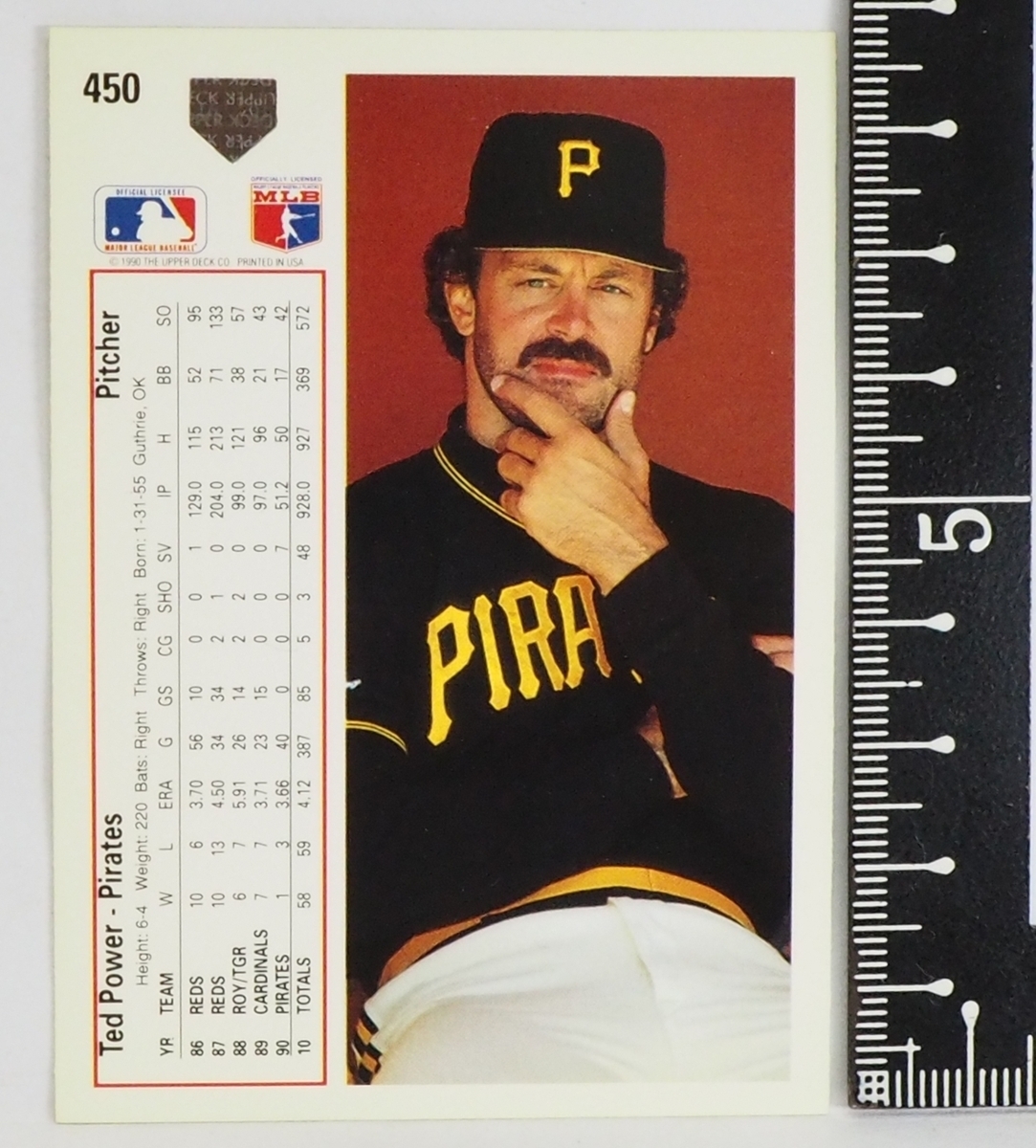 Upper Deck 1991 #450【Ted Power(Pirates)】91年MLBメジャーリーグ野球カードBaseball CARDアッパーデック ベースボール【送料込】_画像2