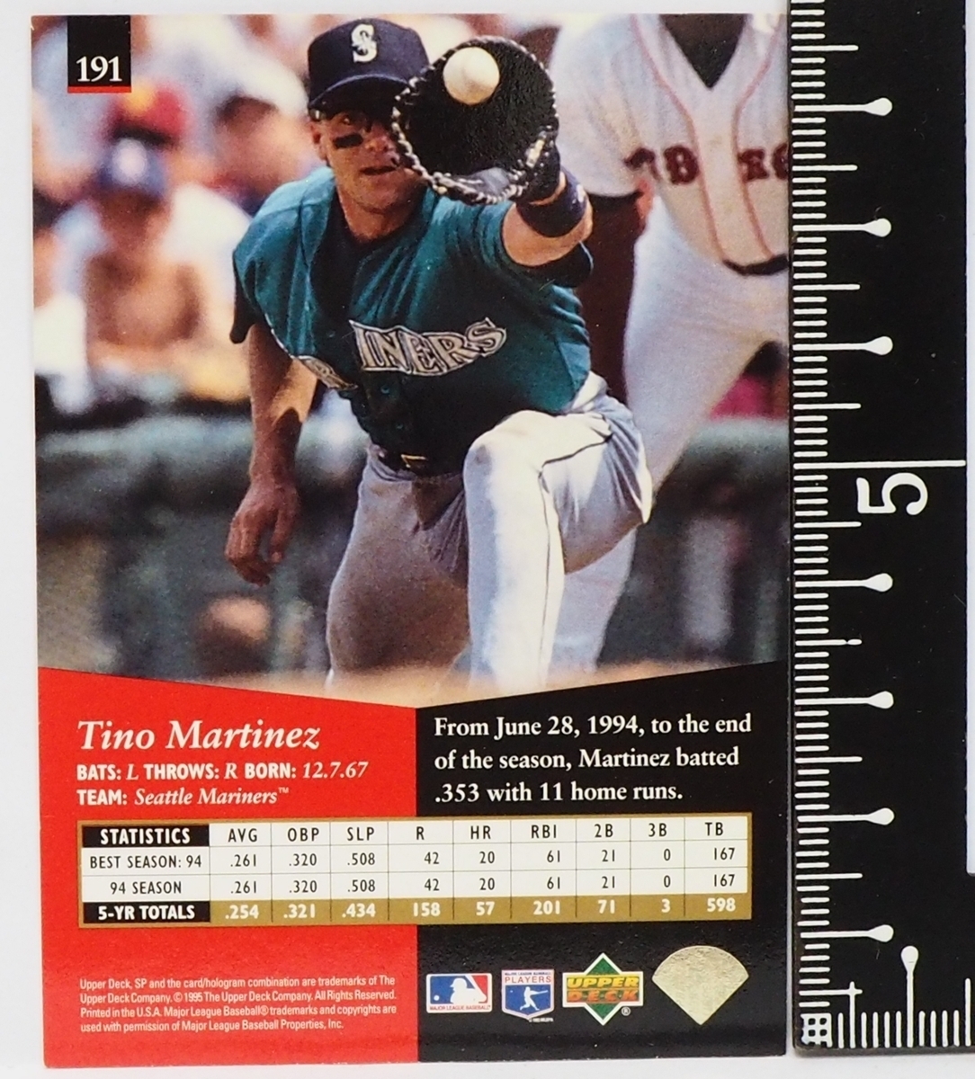 1995 Upper Deck SP #191【Tino Martinez(Mariners)】95年MLBメジャーリーグ野球カードBaseball CARDアッパーデック ベースボール送料込_画像2