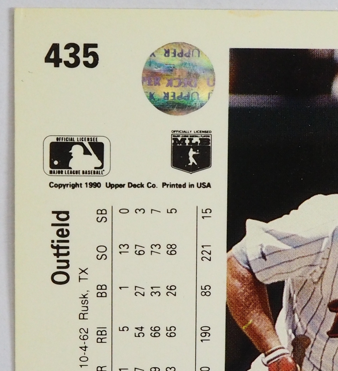 Upper Deck 90 #435【Chris James(Padres)】1990年MLBメジャーリーグ野球カードBaseball CARDアッパーデック ベースボール【送料込】_画像3