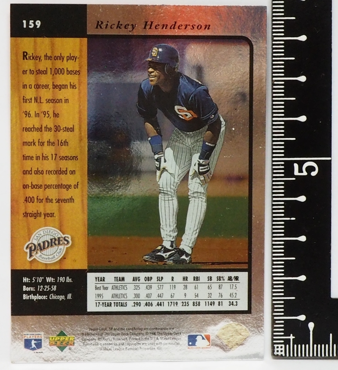 1996 Upper Deck SP #159【Rickey Henderson(Padres)】96年MLBメジャーリーグ野球カードBaseball CARDアッパーデック ベースボール送料込_画像2