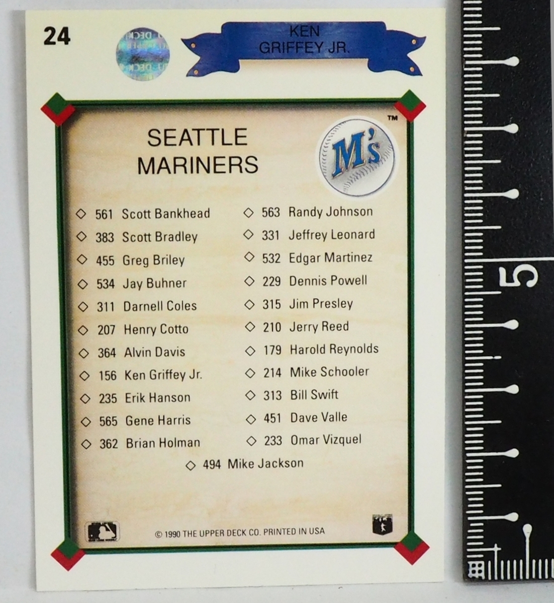 Upper Deck 90 #24【Ken Griffey Jr(SEATLLE MARINERS)COLLECTOR'S Choice】1990年MLBメジャーリーグ野球カードBaseball CARD【送料込】_画像2