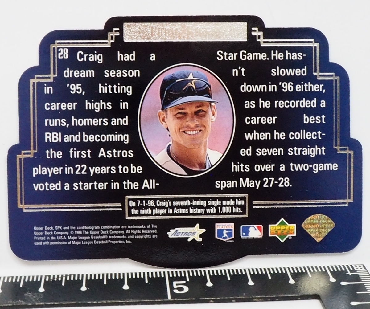 Upper Deck SPX #28【Craig Biggio(ASTROS)】1996年DIE CUT 3DレンチキュラーMLBメジャーリーグ野球カードBaseball CARD【送料込】の画像3