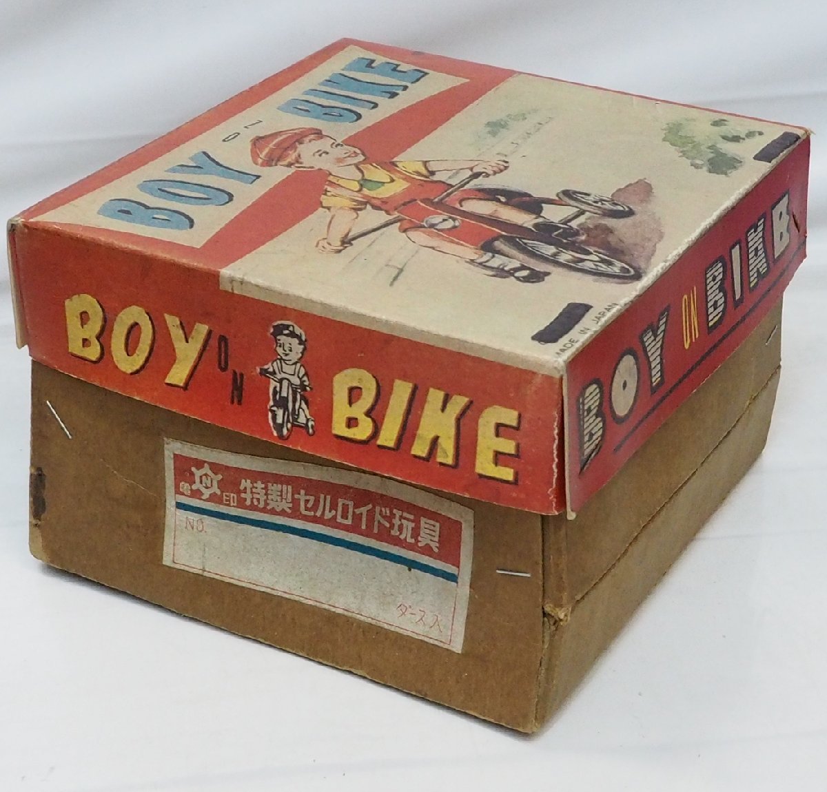  cell Lloyd doll tin plate tricycle middle size [BOY ON BIKEzen my bike ] made in Japan tin toy car# Manufacturers unknown [ box is copy ] including carriage 