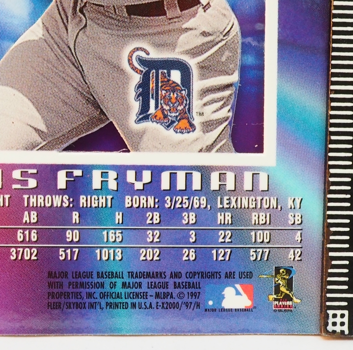 FLEER Skybox EX2000 #21【Travis Fryman(DETROIT TIGERS・3B)】1997年MLBメジャーリーグ野球カードBaseball CARDフリーア【送料込】_画像3