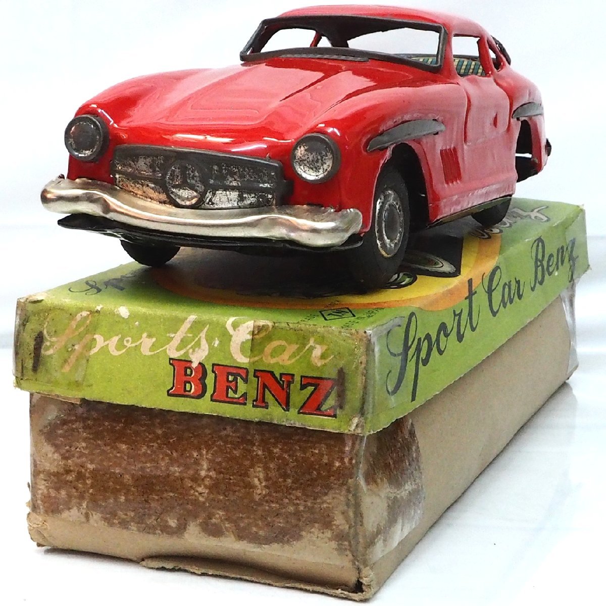 野村トーイ【Sports Car Benz メルセデス ベンツ 300SL スポーツカー 赤レッド】ブリキtin toy car自動車ミニカー■T.N ノムラ【箱付】0175_画像4