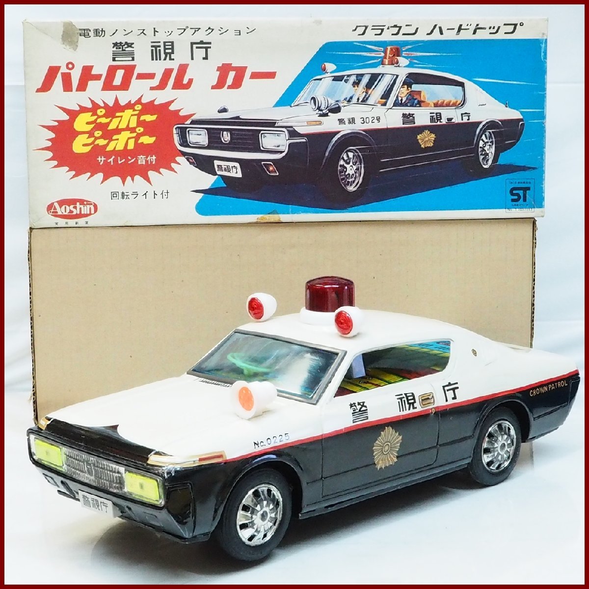 アオシン【トヨタ クラウン 2ドア ハードトップSL警視庁パトロールカー電動ノンストップ】tin toy carブリキAOSHIN青真商会ASC【箱付】0204