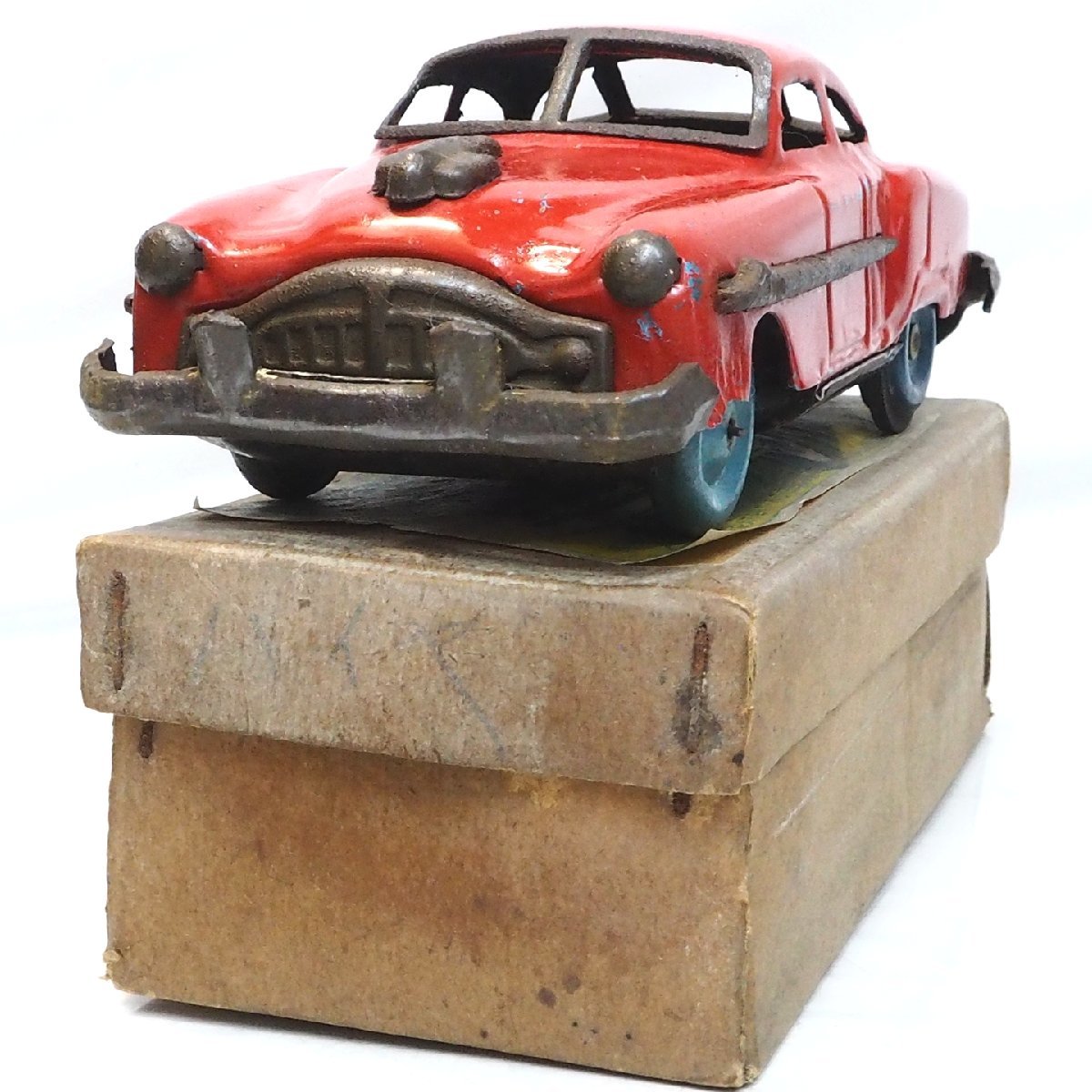 KO【50s Desoto デソート セダン 赤レッド】ブリキ フリクション ミニチュア自動車ミニカー tin toy car ■吉屋クライスラー【箱付】0206_画像4