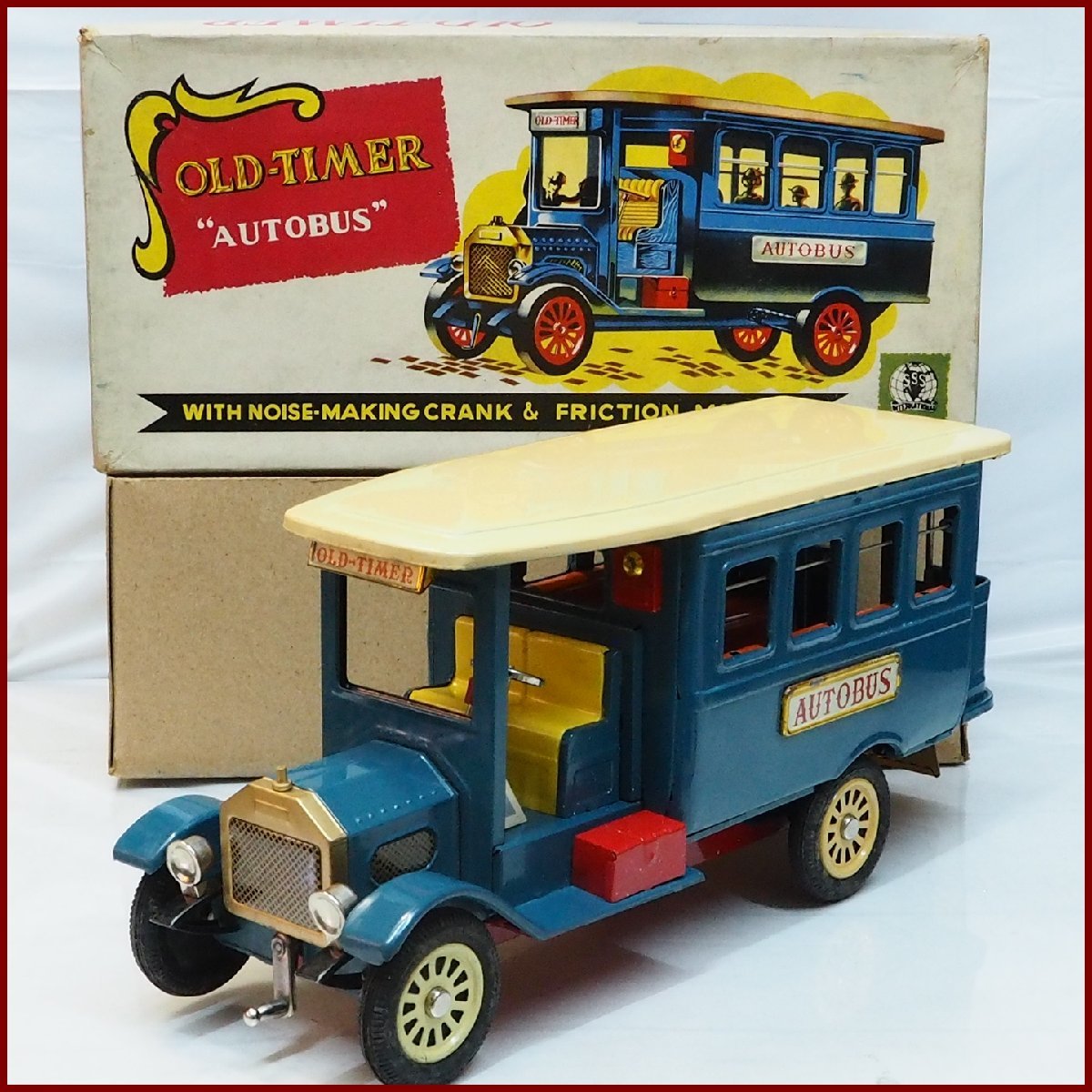 SSSインターナショナル商事 S-1230【OLD TIMER AUTOBUS オールドタイマー バス青】ブリキtin toy car自動車ミニカー■塩野商店【箱付】0242