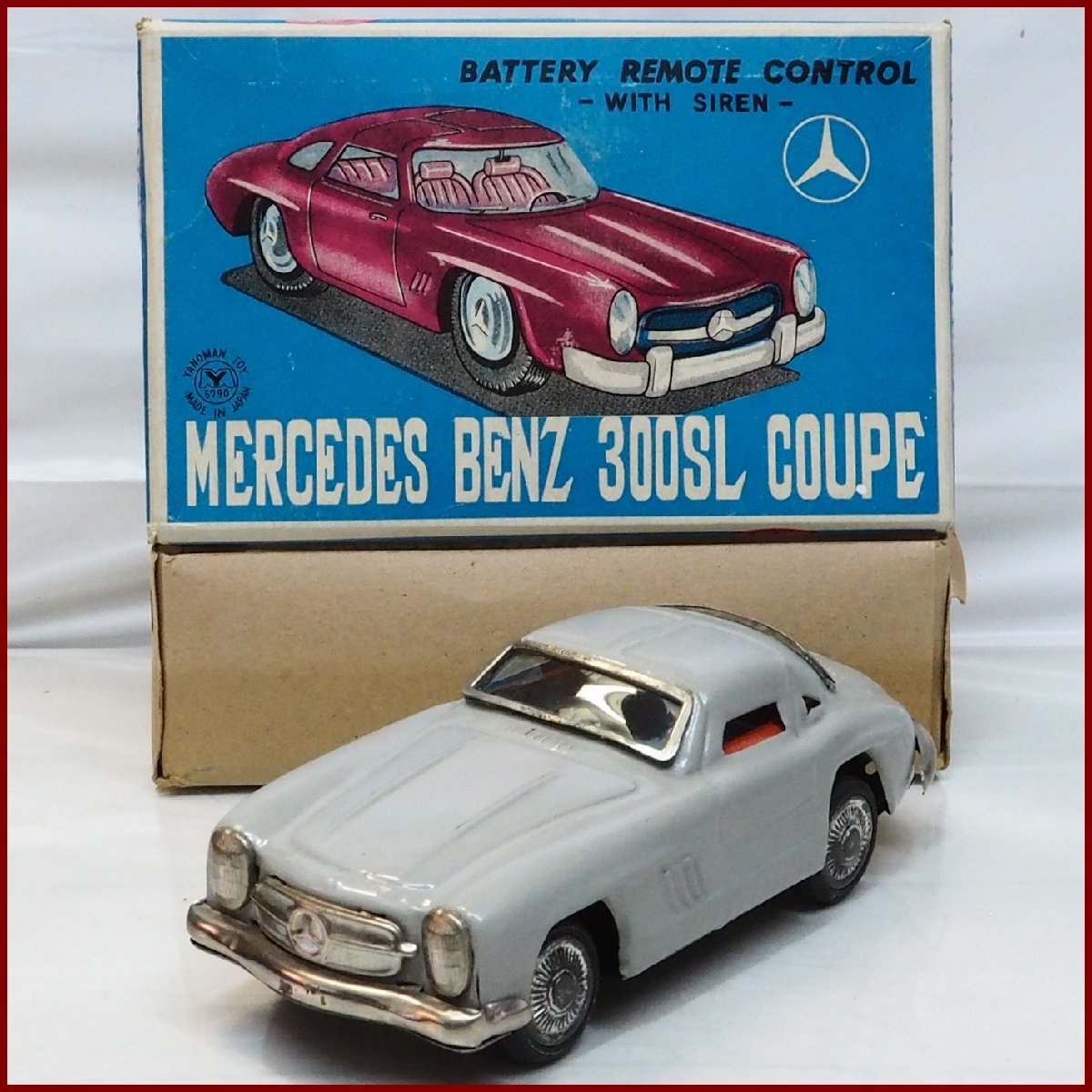 やのまん【メルセデス ベンツ300SL コントローラー欠 グレー リペイント?】ブリキ tin toy car自動車■YANOMANヤノマン【箱付】0277