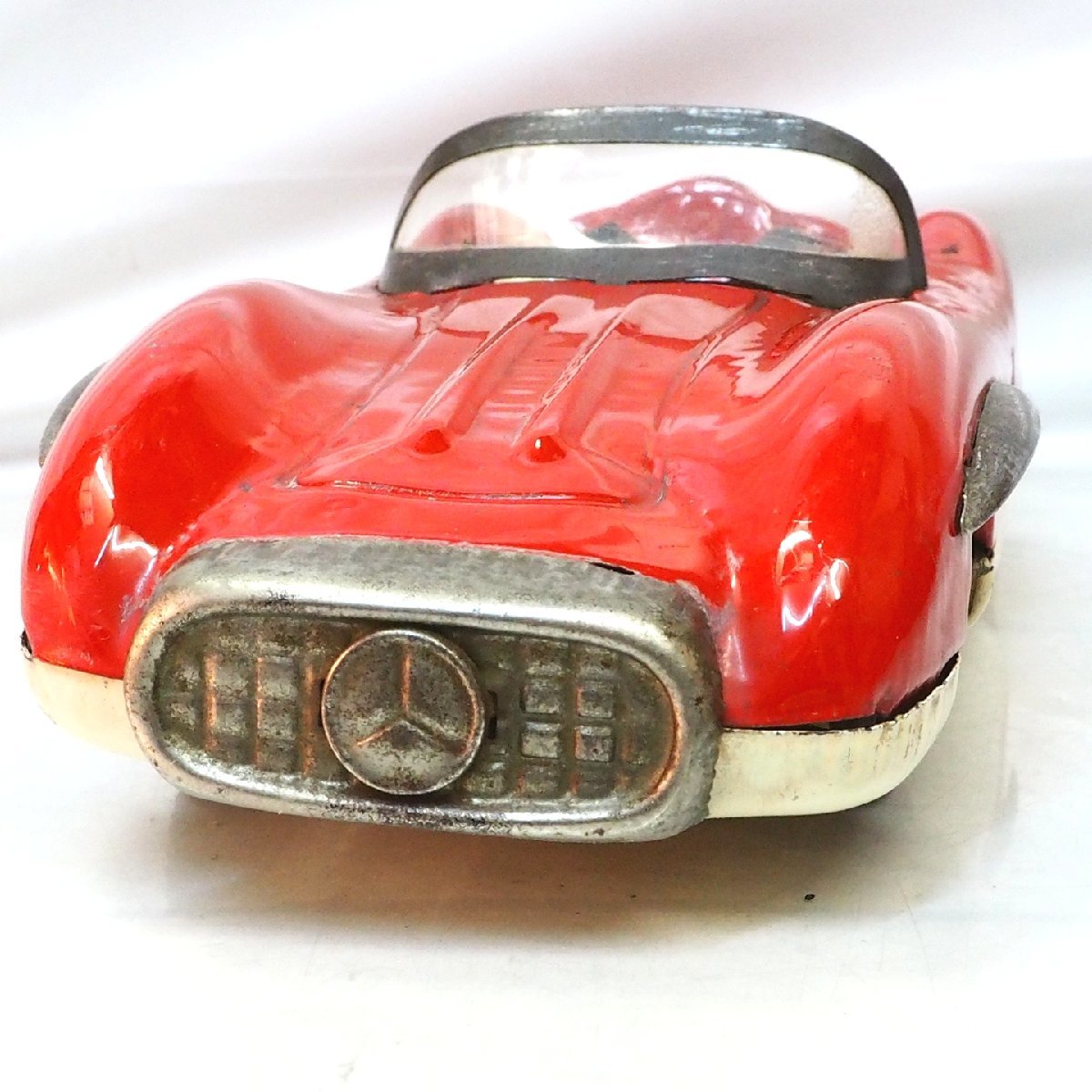 Asahi【The King of Speed Mercedes Benz 300SLR動作不良メルセデス ベンツ屋根欠 赤】ブリキtin toy car 自動車ATC旭玩具アサヒ(箱無)0333_画像３