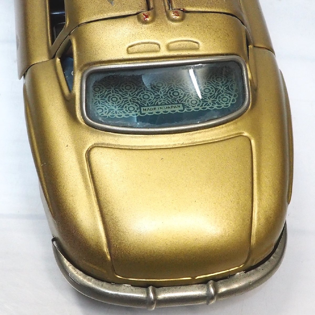 BANDAI【Mercedes-Benz 300SL Gull Wingリペイント金色リモコン欠 メルセデスベンツ ガルウイング ドア開閉】ブリキtin toy car(箱無)0341_画像6