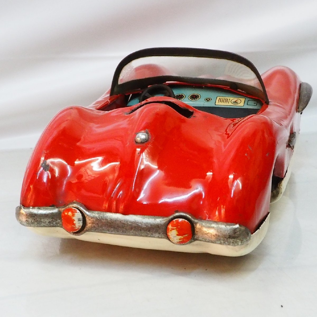 Asahi【The King of Speed Mercedes Benz 300SLR動作不良メルセデス ベンツ屋根欠 赤】ブリキtin toy car 自動車ATC旭玩具アサヒ(箱無)0333_画像7