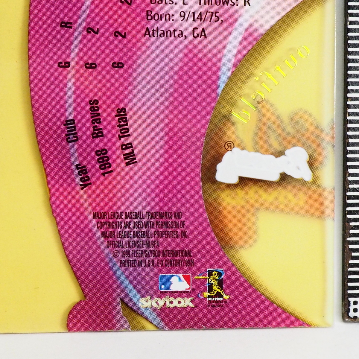 FLEER Skybox EX-CENTURY #94【George Lombard(BRAVES)】1999年プラ製MLBメジャーリーグ野球カードBaseball CARDフリーア【送料込】_画像3