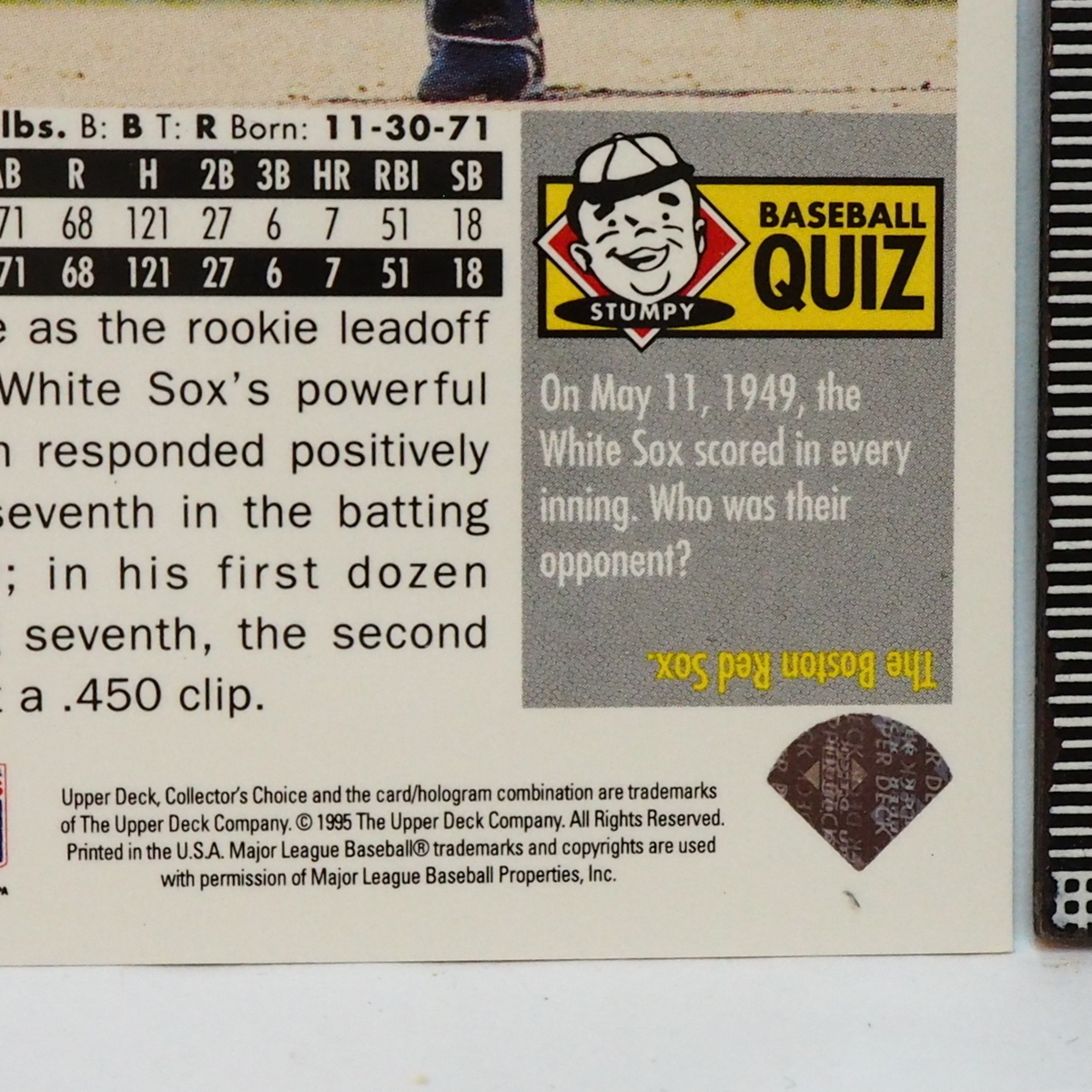 1996 Upper Deck Collector's Choice #92【Ray Durham(White Sox)】96年MLBメジャーリーグ野球カードBaseball Cardアッパーデック 送料込_画像3