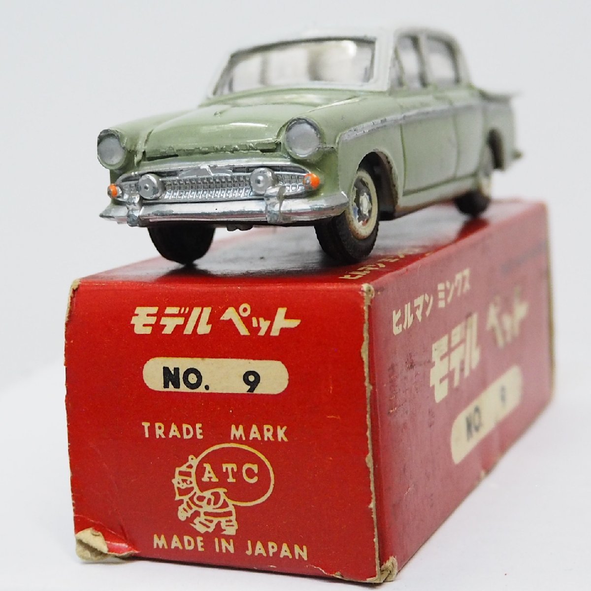 モデルペットNo.9【イスズ ヒルマン ミンクス ISUZU HILLMAN Minx 黄緑】1/42ミニカー いすゞ■アサヒATC旭玩具MODEL PET【箱付】送料込_画像4