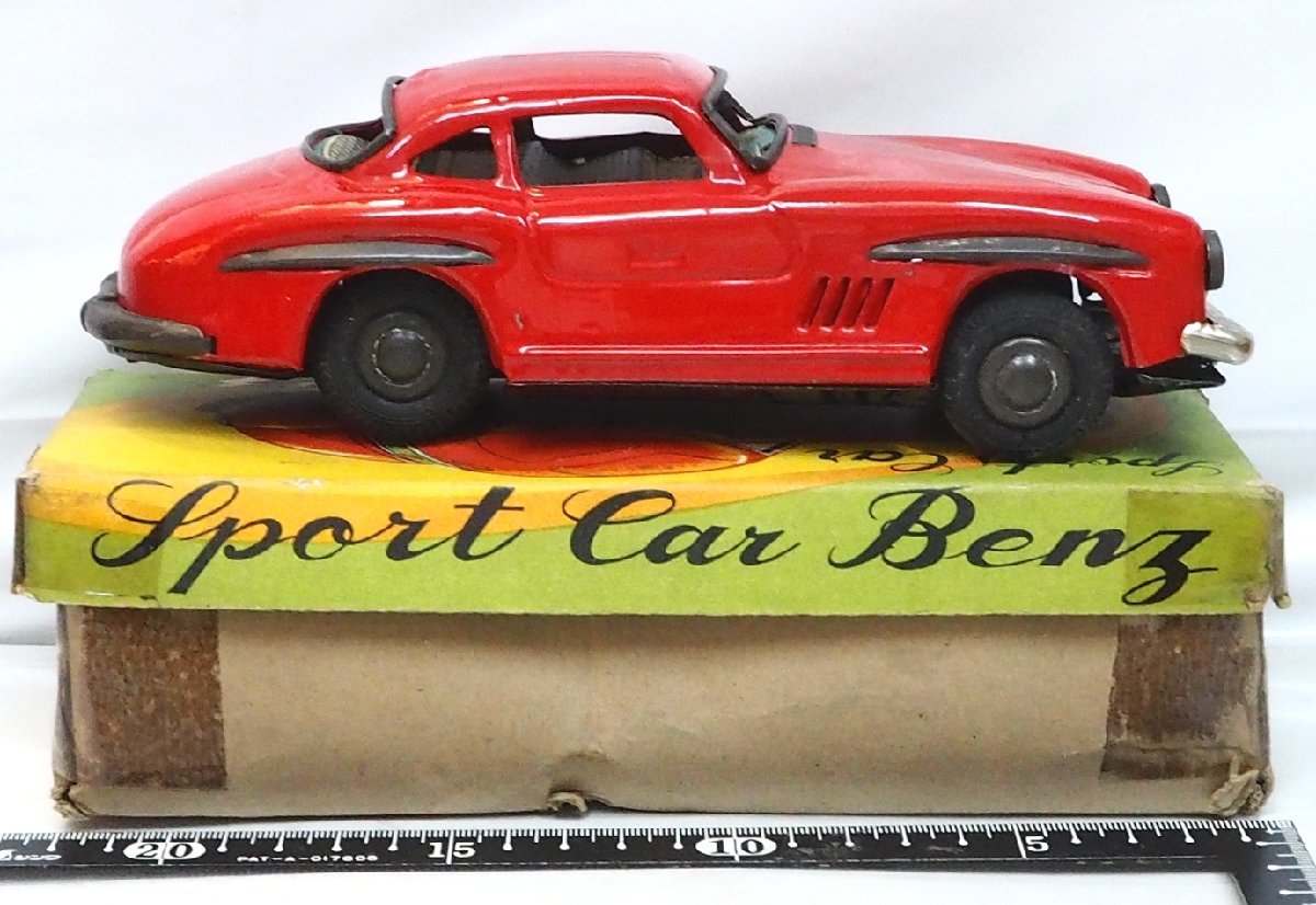 野村トーイ【Sports Car Benz メルセデス ベンツ 300SL スポーツカー 赤レッド】ブリキtin toy car自動車ミニカー■T.N ノムラ【箱付】0175_画像8