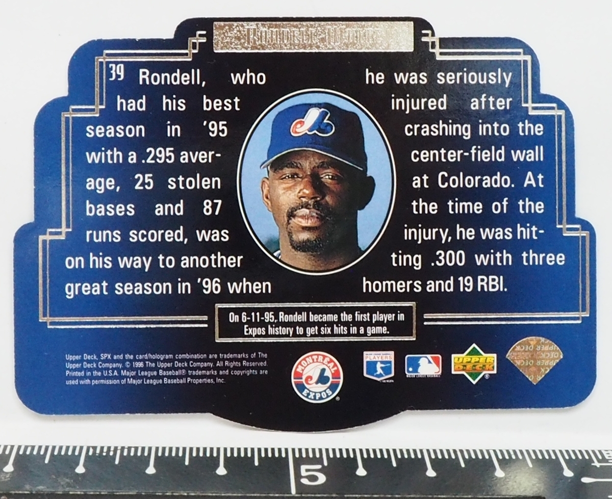 Upper Deck SPX #39【Rondell White(EXPOS)】1996年DIE CUT 3DレンチキュラーMLBメジャーリーグ野球カードBaseball CARD【送料込】の画像3