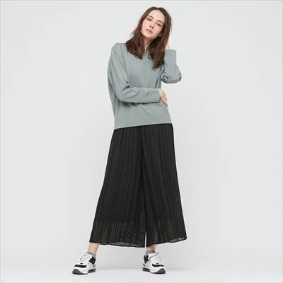 ユニクロ -Mサイズ- シフォンプリーツスカートパンツ 黒② 丈 ユニクロ -Mサイズ- シフォンプリーツスカートパンツ 黒② 丈