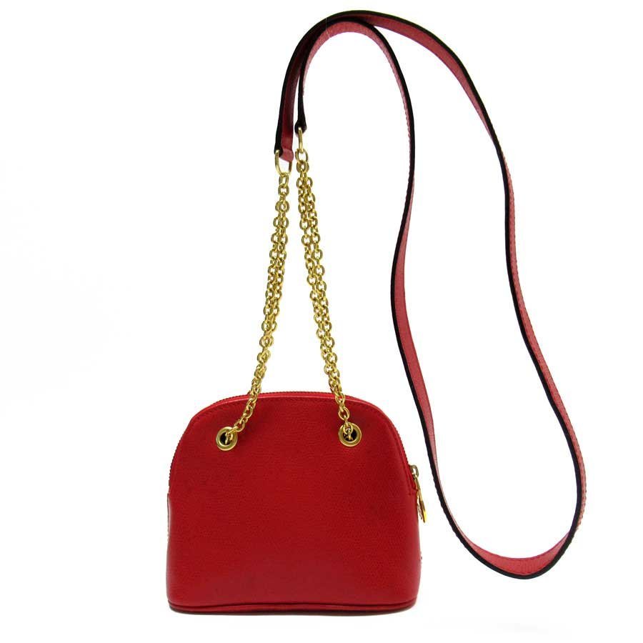 CELINE セリーヌ 斜め掛けショルダーバッグ ポシェット レザー レッドx