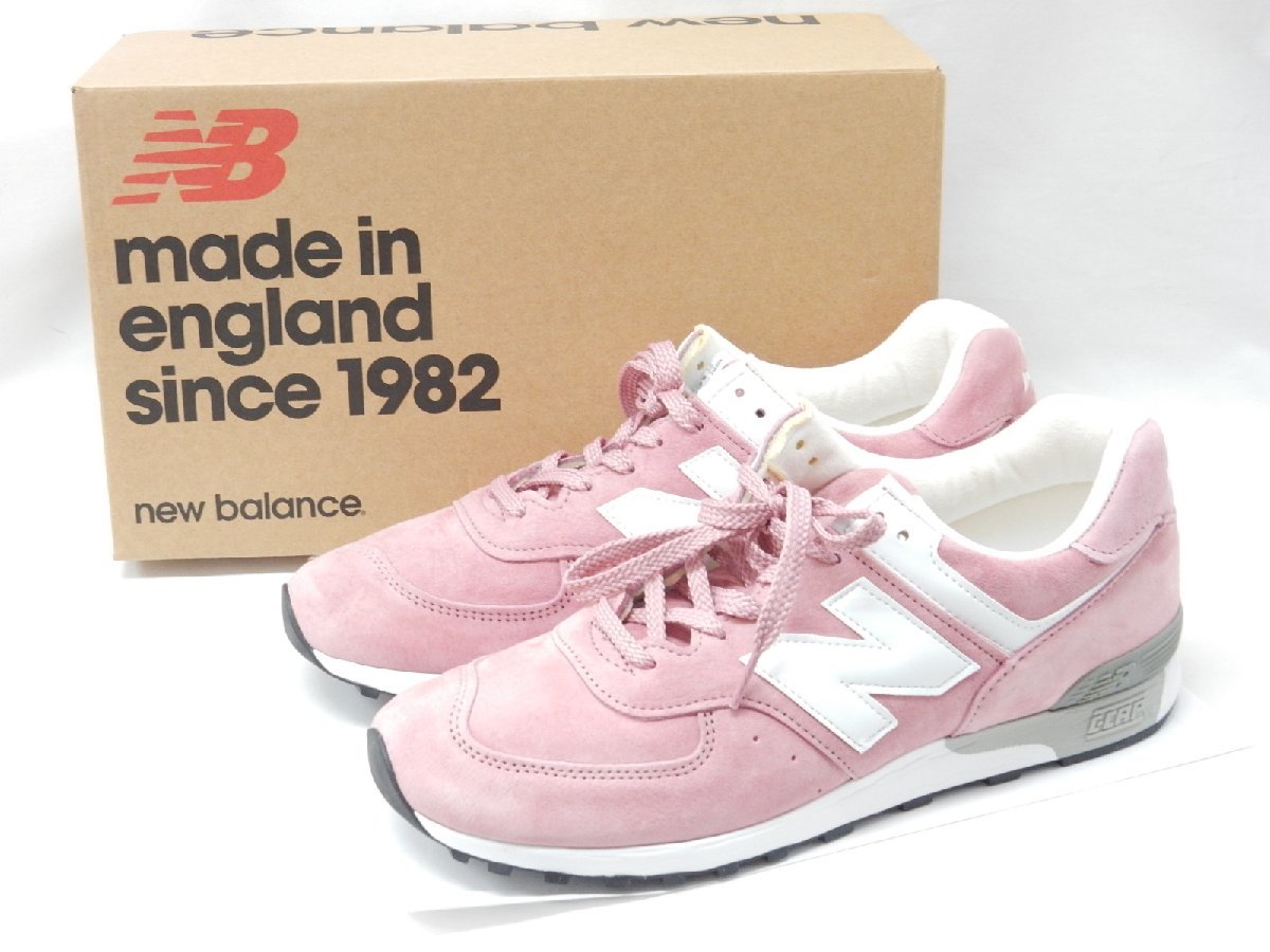 UK製/26.5cm【ほぼ未使用】NEW BALANCE ニューバランス M576PNK スニーカー US8.5D スウェード イギリス英国製 ピンク×ホワイト メンズ_画像1