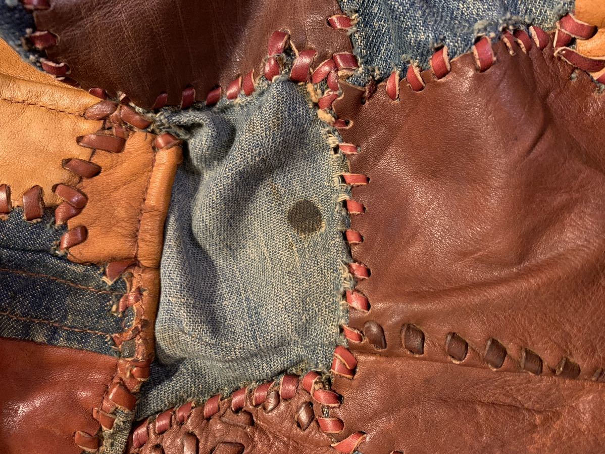 70s 古着 パッチワーク レザージャケット 革ジャン ヒッピー 70s 古着 パッチワーク レザージャケット 革ジャン ヒッピー
