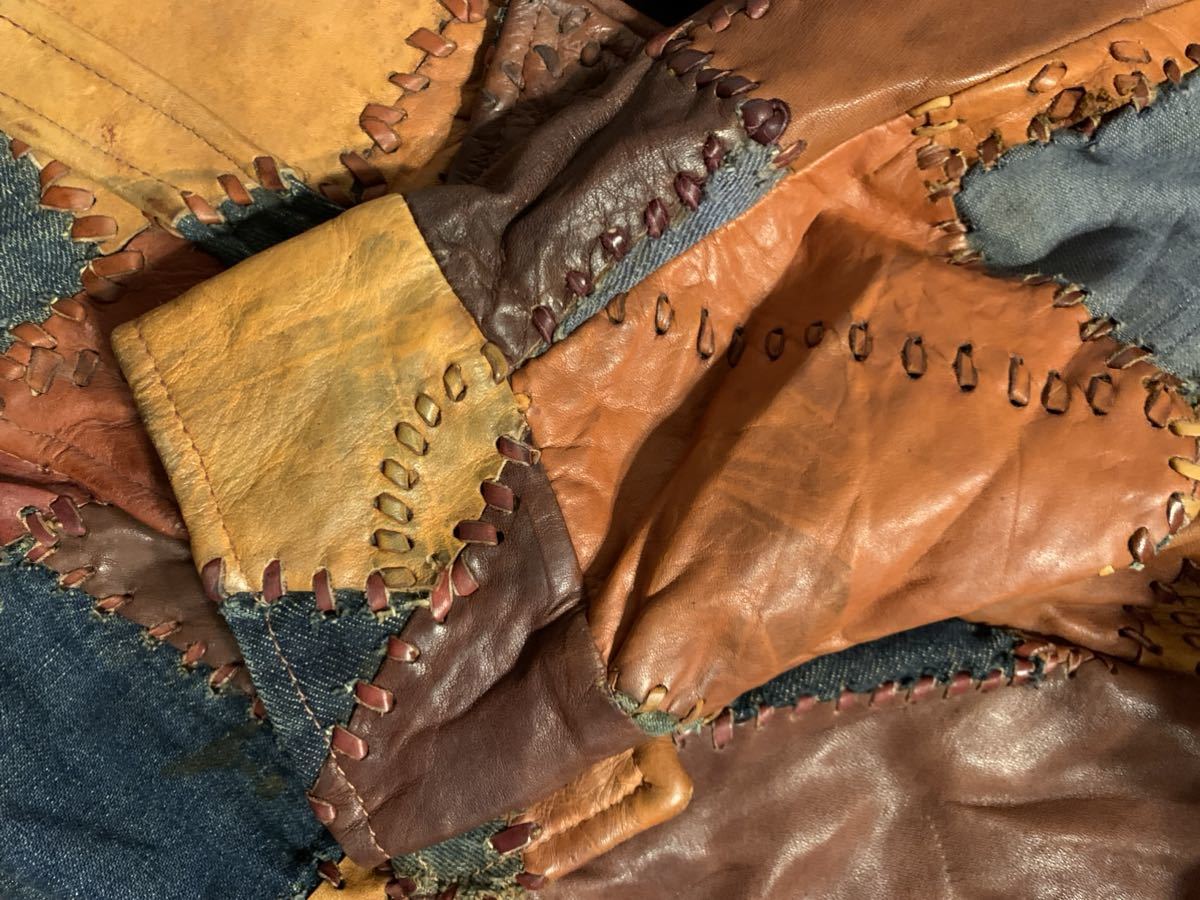 70s 古着 パッチワーク レザージャケット 革ジャン ヒッピー 70s 古着 パッチワーク レザージャケット 革ジャン ヒッピー
