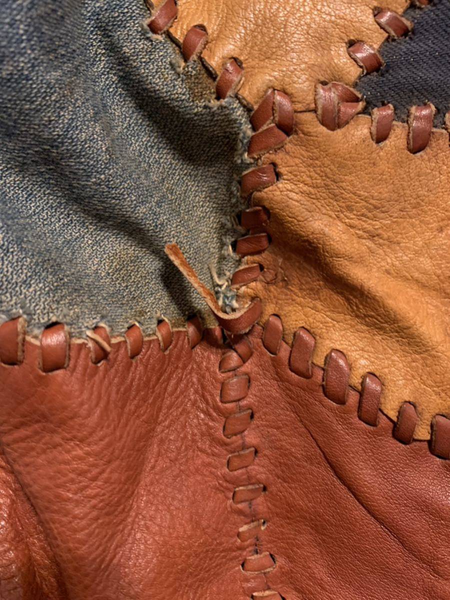 70s 古着 パッチワーク レザージャケット 革ジャン ヒッピー 70s 古着 パッチワーク レザージャケット 革ジャン ヒッピー