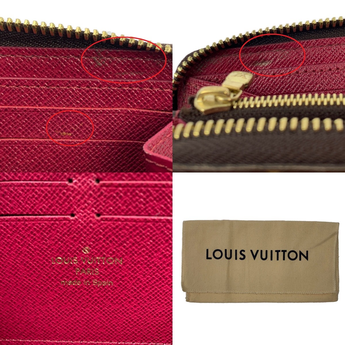 ▽▽ LOUIS VUITTON ルイヴィトン ポルトフォイユ・クレマンス　モノグラム　長財布 M60742 フューシャ やや傷や汚れあり_画像6