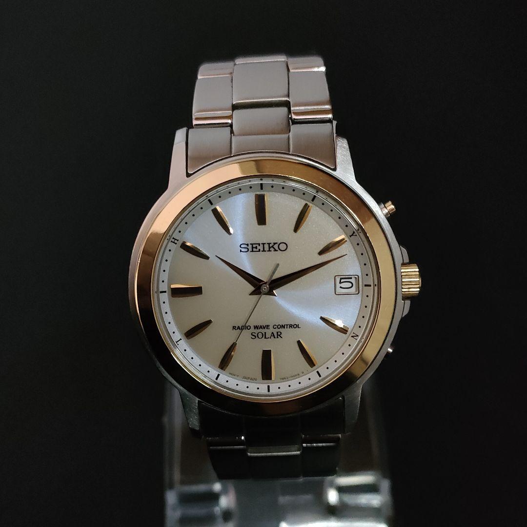 極美品【稼働品】SEIKO セイコー 7B52 ソーラー ゴールド メンズ時計