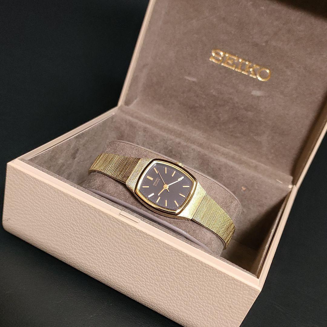 希少 美品【稼働品】SEIKO　セイコー　ゴールド　ブラック　レディース時計_画像1