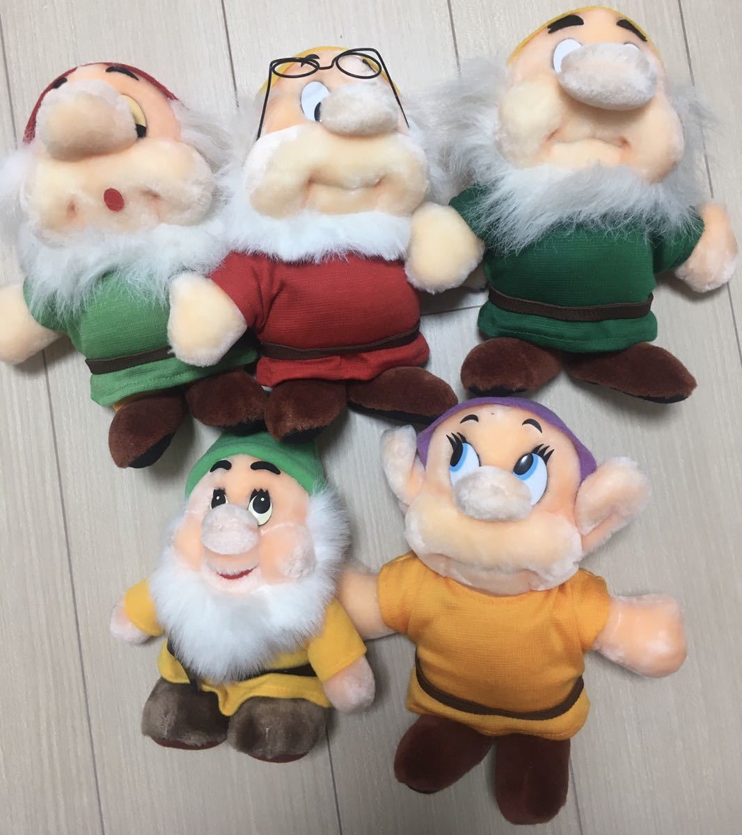 Walt Disney 7人の小人 ぬいぐるみ 5体セット　コレクション グッズ 白雪姫 ウォルトディズニー 東京　サンアンドスター　TOMY レトロ