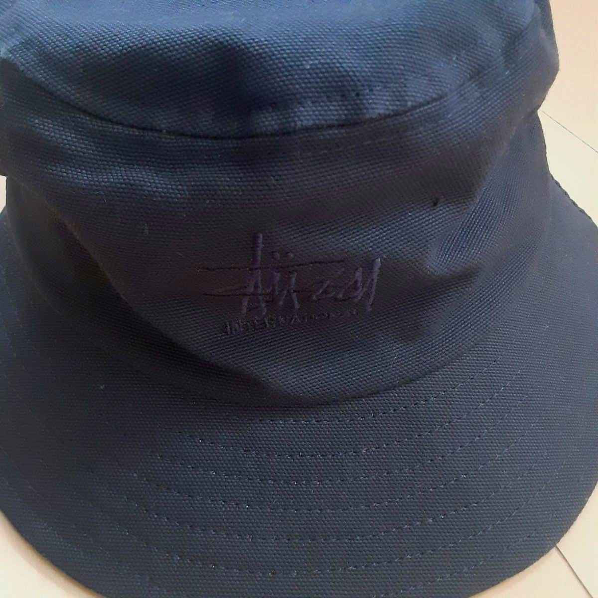 レア　アメリカ製　carhartt × stussy コラボ　バケットハット　ダブルネーム　ネイビー　バケハ　WIP