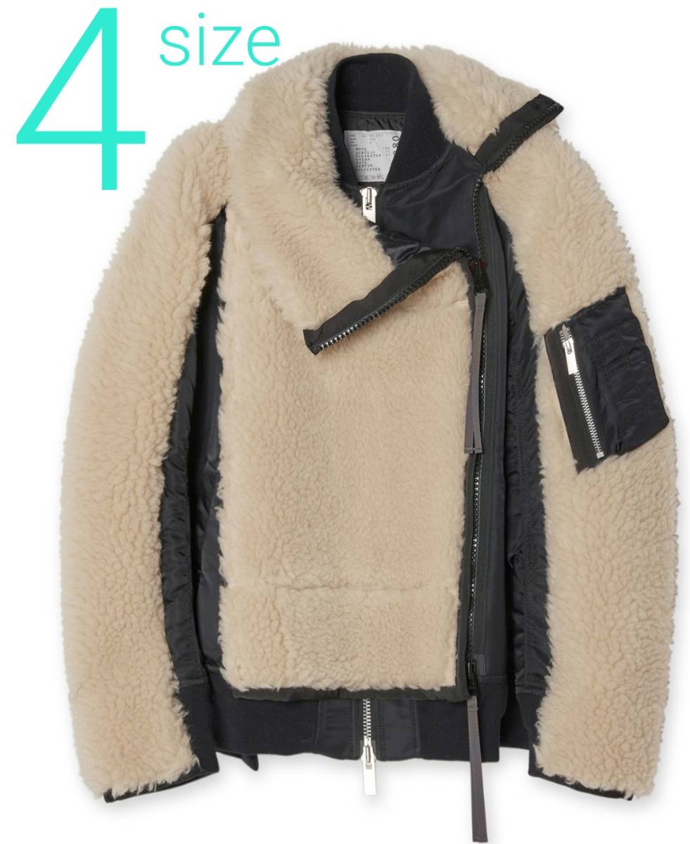 新品 sacai 22aw Faux Shearling Nylon Twill Blouson サイズ4 黒