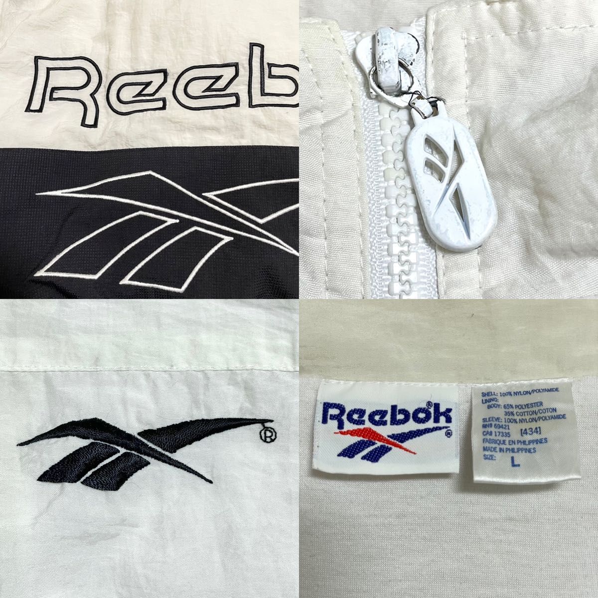Reebok】90s 旧タグ ナイロンジャケット ジャンパー バックロゴ Reebok】90s 旧タグ ナイロンジャケット ジャンパー バックロゴ