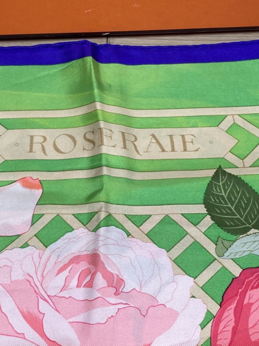 エルメス　ROSERAIE バラ園　薔薇　カレ90 大判　シルク　スカーフ