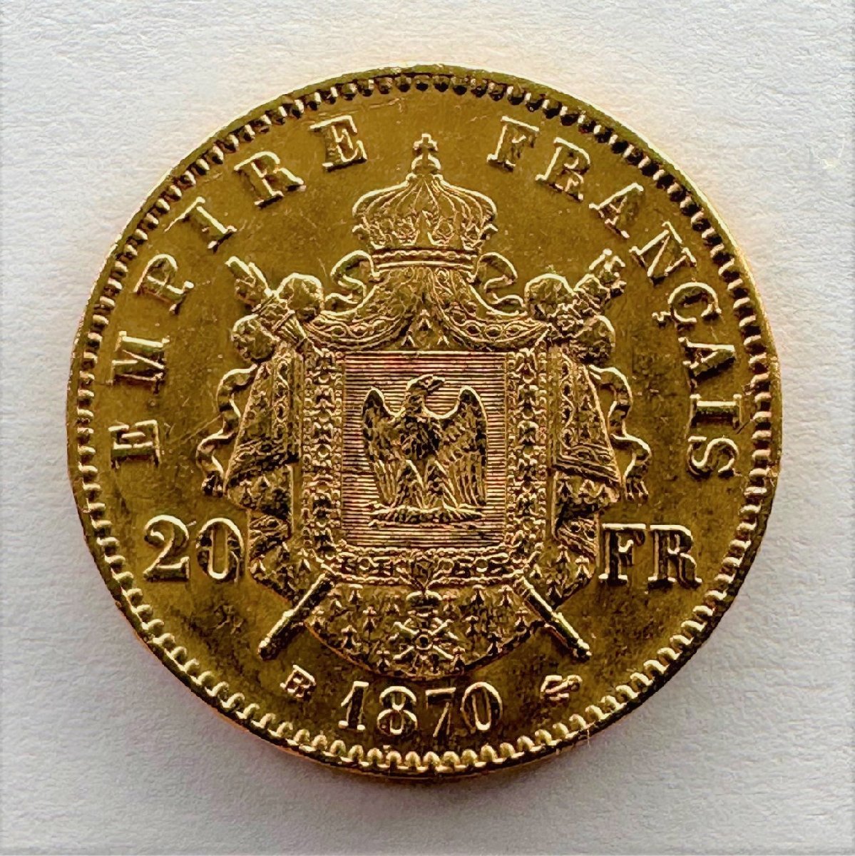 1円～◇◆ナポレオン3世20フラン金貨◆◇1870年 フランス ナポレオン3世 20フラン 金貨 希少 総量6.4g 収集家放出品 99の画像2