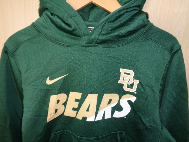 b1104*Nike BU Baylor University Bearsf- deep ru over * Nike S size YOUTH BOYS green poly- material Therma-Fit Parker 5A