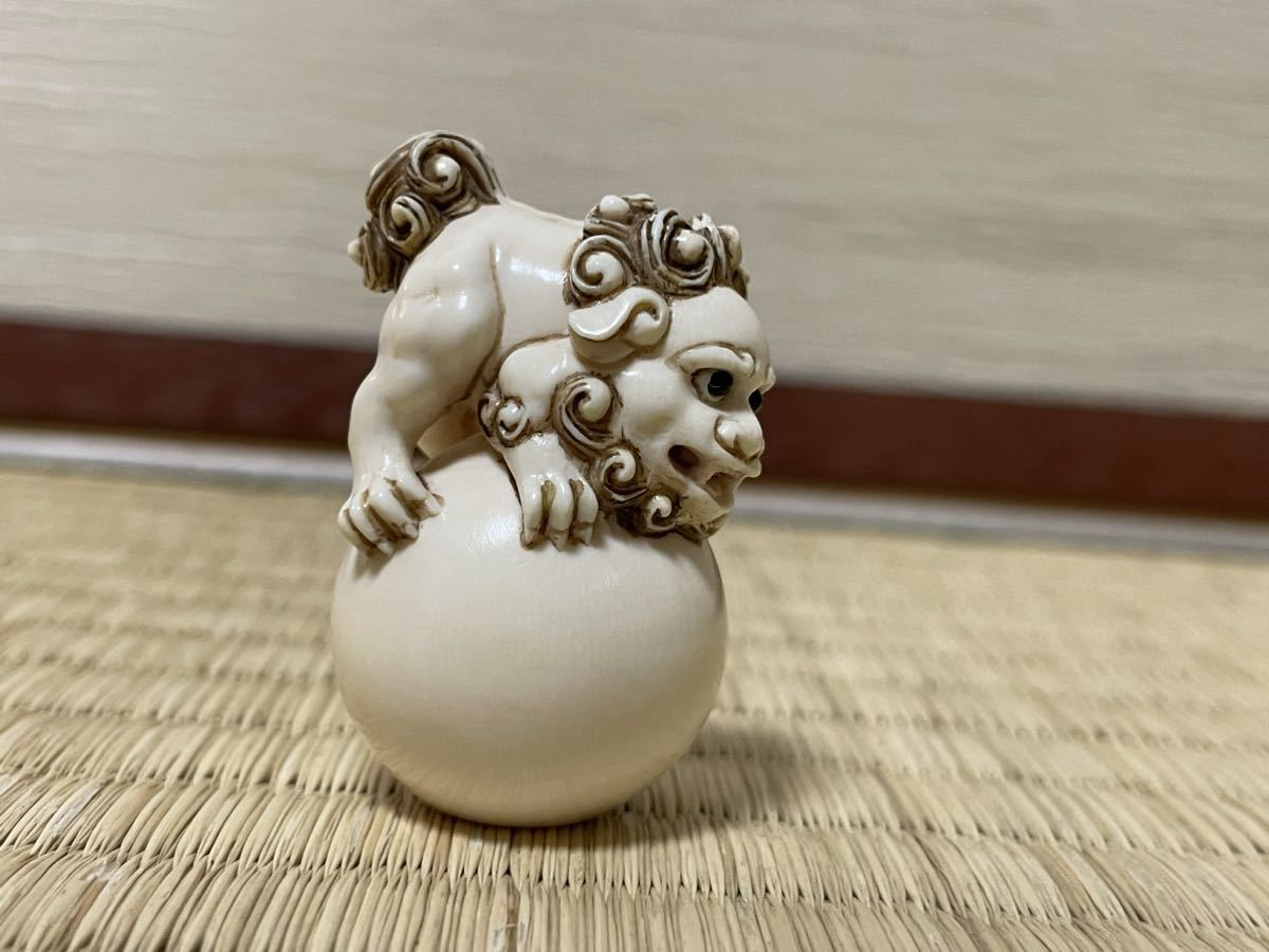 根付 江戸時代 マンモス唐獅子-